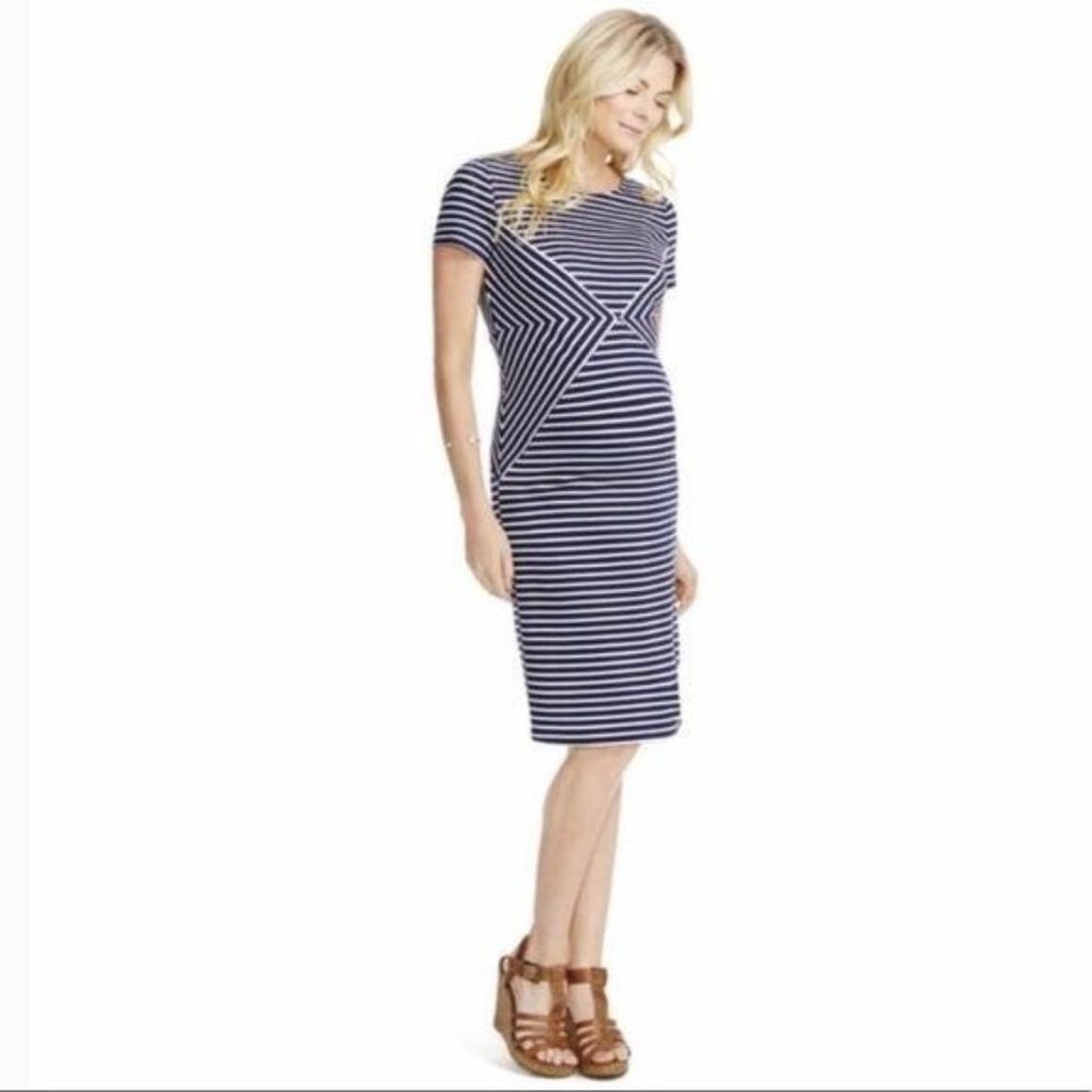 Jessica Simpson Maternity Blue White Stripe Dress